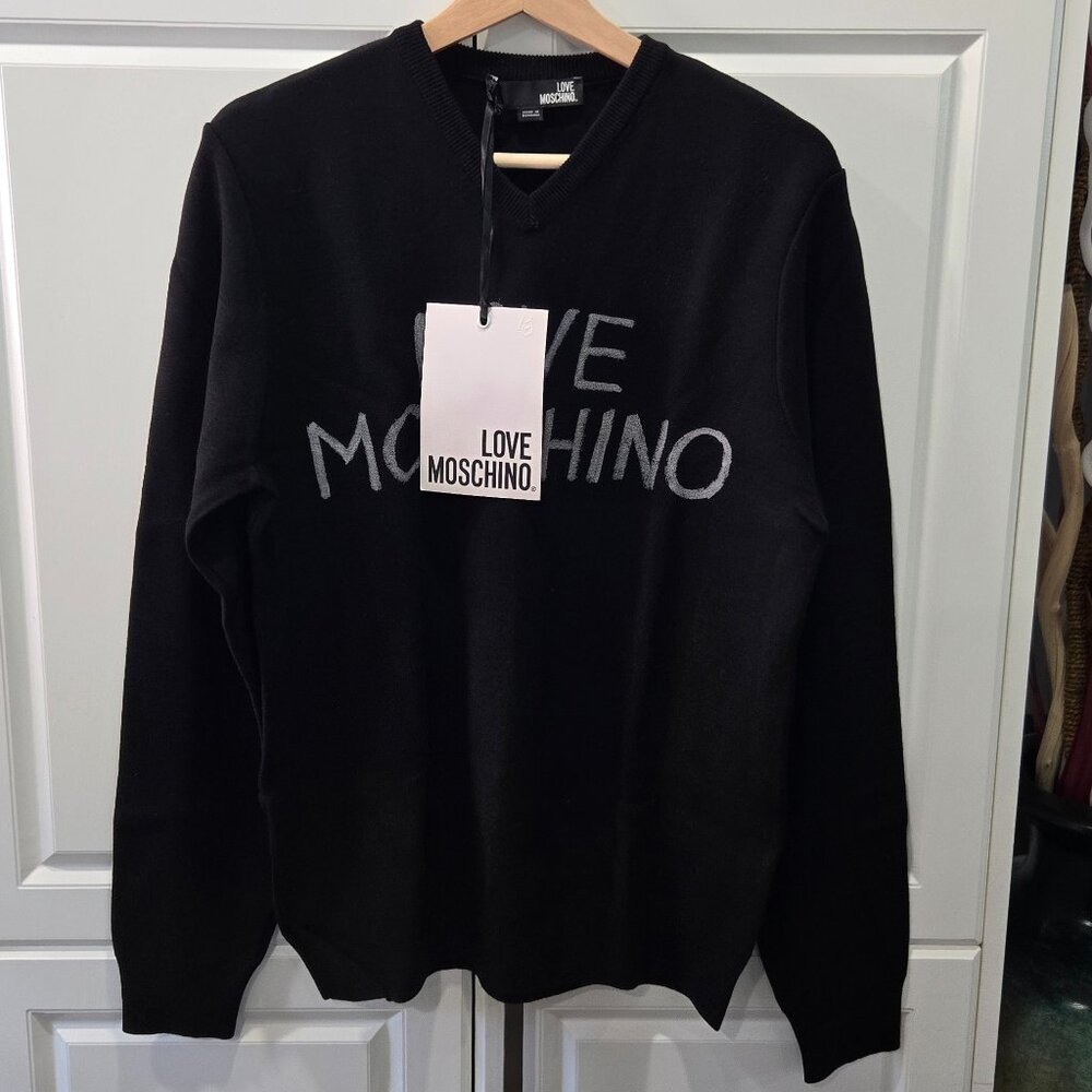 Moschino Logo Printed V-neck Jumper